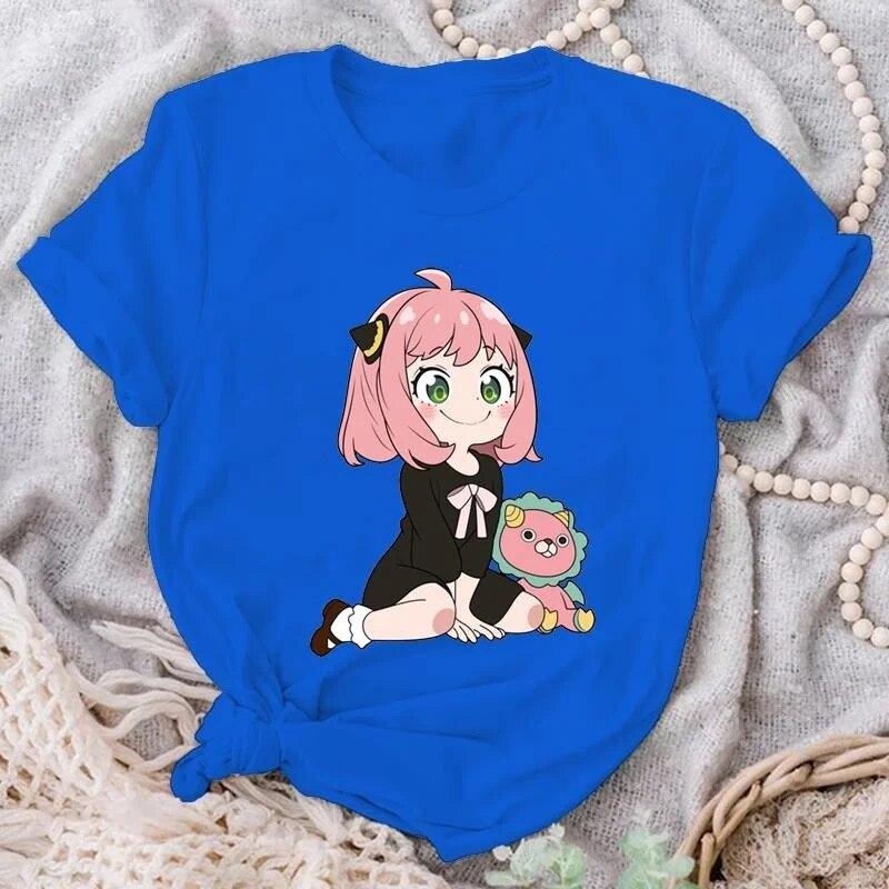 Cute Funny Anya Forger Graphic Printed T Shirt Women Fashion Casual Anime Harajuku Short Sleeve Tees