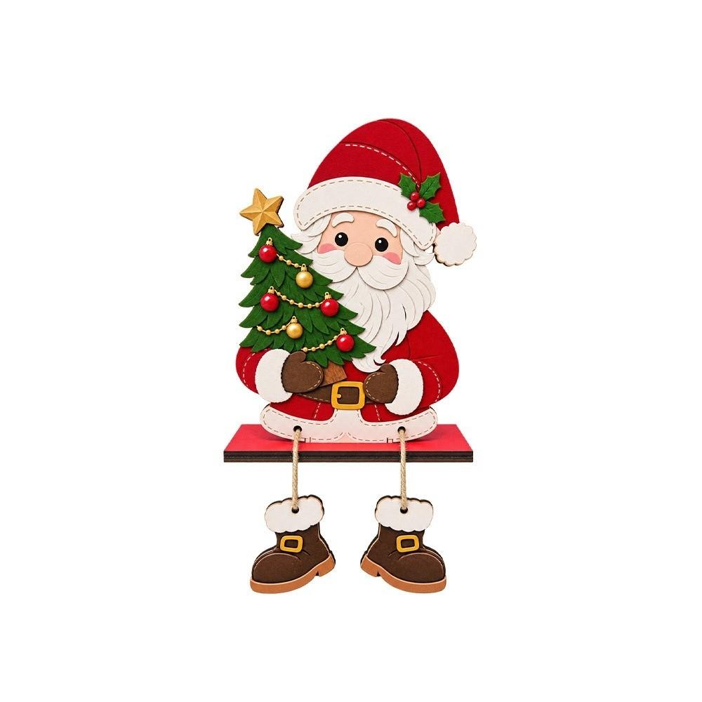 2D Flat Santa Claus Tree Ornament Self Standing Christmas Tabletop Decor Indoor Mantel Shelf