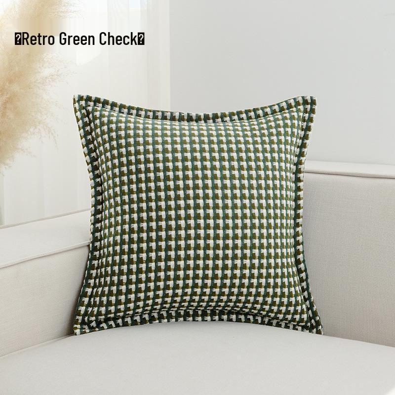 Nordic Retro Houndstooth Linen Pillowcase for Living Room Sofa