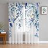 Abstract Sage Green Leaves Branches Sheer Curtains for Living Room Decoration Window Curtain Kitchen Tulle Voile Organza Drapes