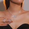 1Set Elegant Shiny Bow Earrings Necklace Set For Women Girls Vintage  Necklace Earrings Jewelry Accessories Gifts