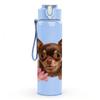 1PC Little Chihuahua Dog Floral Print 750ml Color Plastic Sports Water Bottle Leakproof Flip Straw Lid Suitable for Sports Office Home Use