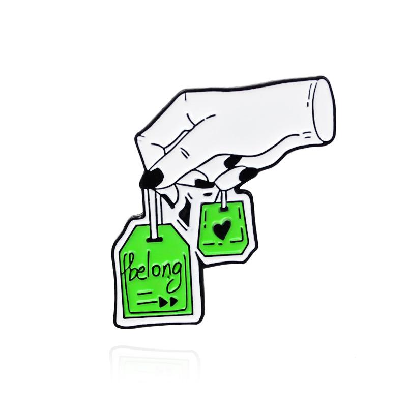 Стильная брошь-украшение из сплава на чайную тематику