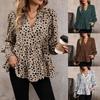 Fashionable and Casual Temperament Spring and Autumn Women's Long-sleeved Leopard Print Shirt Female Models