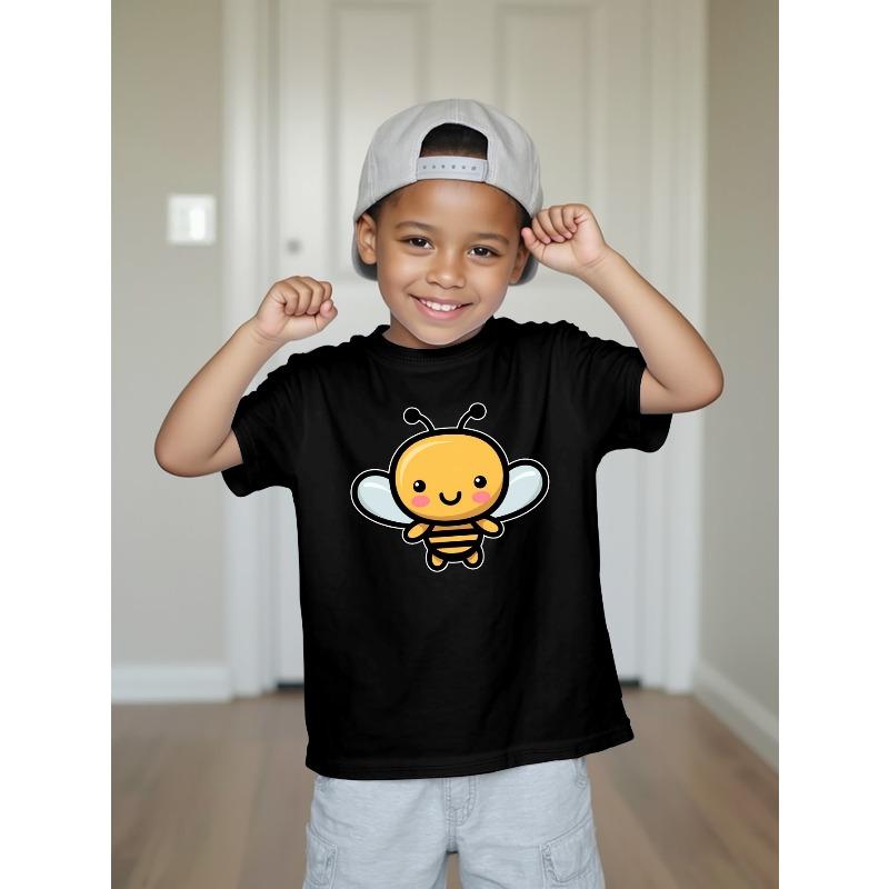 Европейские размеры Little Bee Новая повседневная детская футболка с коротким рукавом для лета Круглый вырез Печатная футболка Базовая футболка