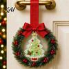 Small Holiday Hanging Decor Mini Christmas Wreath Door Handle Decoration, Gingerbread/Angel/Bell/Snowman Artificial Pine Winter Festive Gift