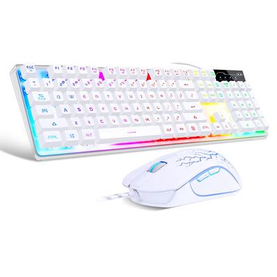 Игровая клавиатура и мышь K1 RGB LED с подсветкой, 104 клавишами для комбинированного ПК/ноутбука (белый)