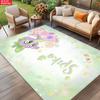 Cute Cartoon Dragon Area Rug, Flower Theme Non-slip Floor Mat, Decorative Carpet for Kids Room Bedroom, Washable Home Gift