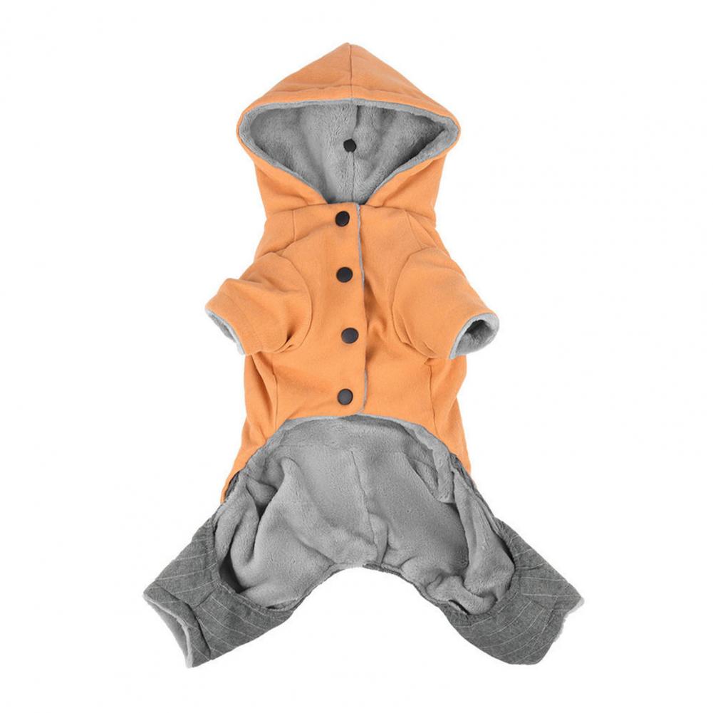 Warm Dog Coat Plush Lined Dog Jumpsuit Cozy Hooded Pet Hoodie Warm Winter Onesie Outfit for Small Medium Four-legged Dogs