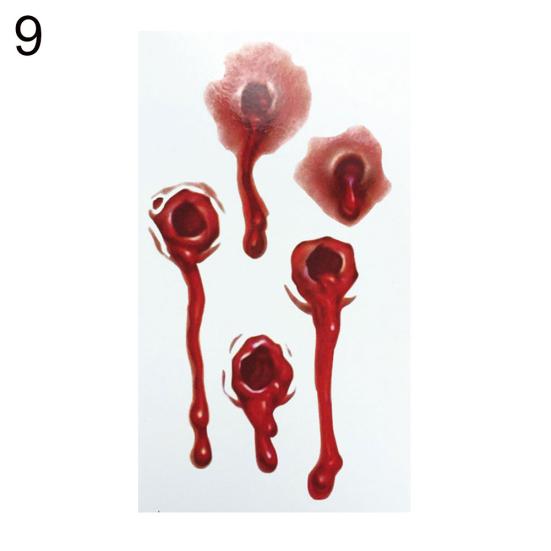 3D Хэллоуин Кровавый Шрам Временная Татуировка Наклейка Косплей Боди-Арт Макияж Наклейка