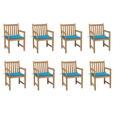 Maison Exclusive - Chaises De Jardin Lot De 8 Avec Coussins Bleu Bois Teck Massif