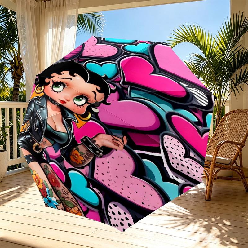 Sexy Doll Print Automatic Open Close Umbrella, Portable Foldable Umbrella, for Outdoor Commute Camping Trip, Ideal Birthday Gift