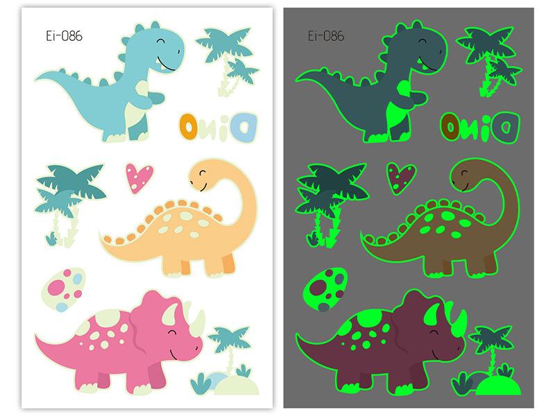 Новые светящиеся наклейки-тату динозавра, детские забавные светящиеся наклейки с героями мультфильмов, наклейки-татуировки