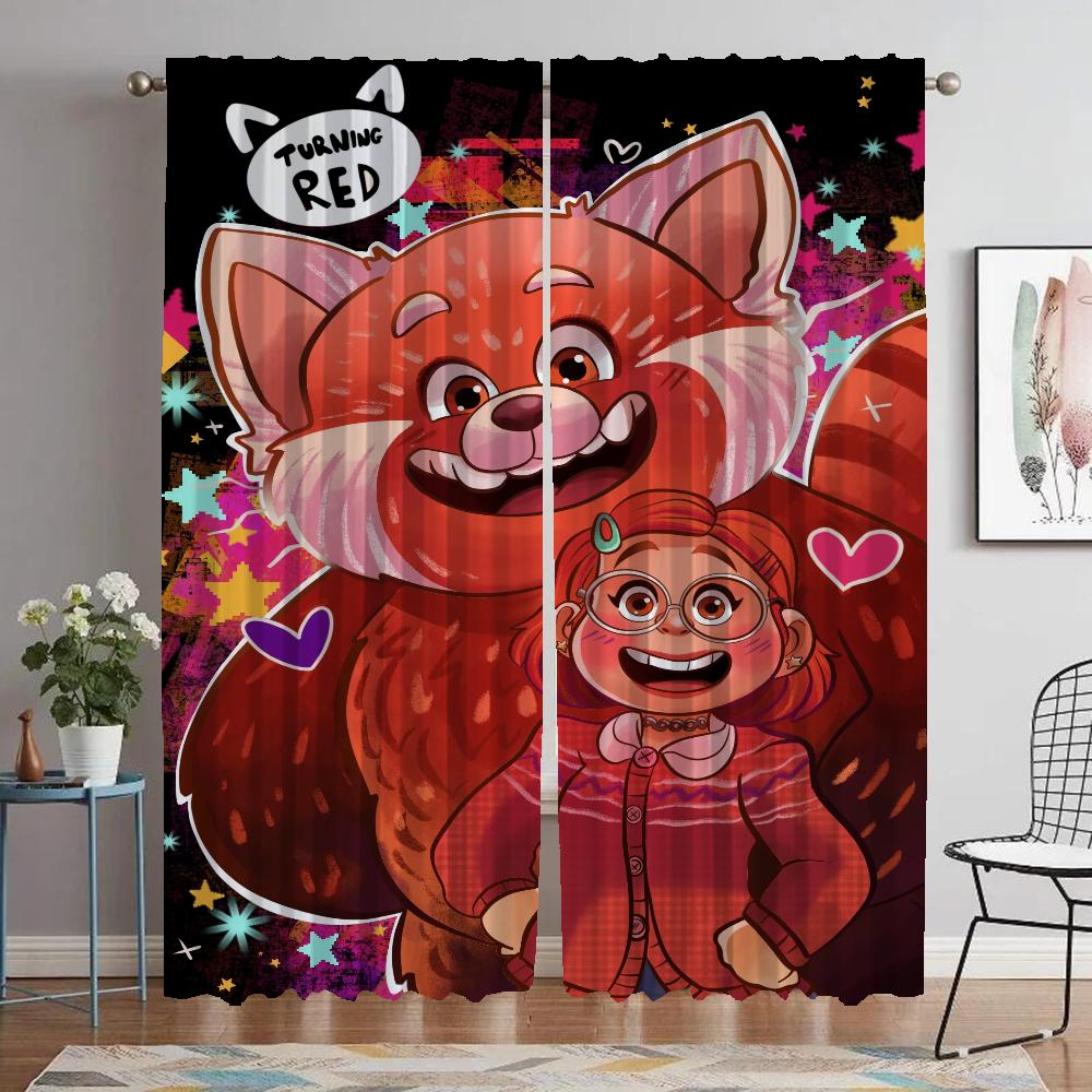 Turning Red Kitchen Curtains for Living Room Curtain Partition Shades Tulle for Bedroom Halloween Decoration Blackout Elegant