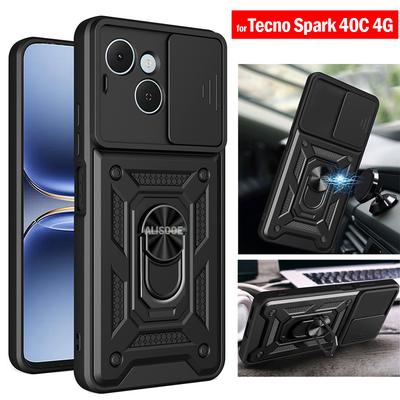 Держатель брони Фунда для Tecno Spark 40C 4G Чехол-накладка Сдвижная защита камеры Кольцо-подставка Ударопрочная задняя крышка Капа Фунда