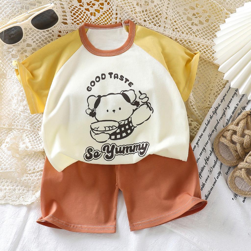 Childrens Summer Cartoon Hoodie And Shorts Set With Soft Cotton For Kids
