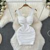French Style Temperament Sexy Socialite Sling Dress Women's Clothing Summer Pleated Waist Tight Slim Looking Sheath Sexy Short Skirt