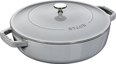 Сковорода Staub серая двухручная литая эмалированная мелкая кастрюля Sukiyaki совместима с японской сковородой IH "Braiser Sauté 24 см" [Авторизованный продукт] 40511-471