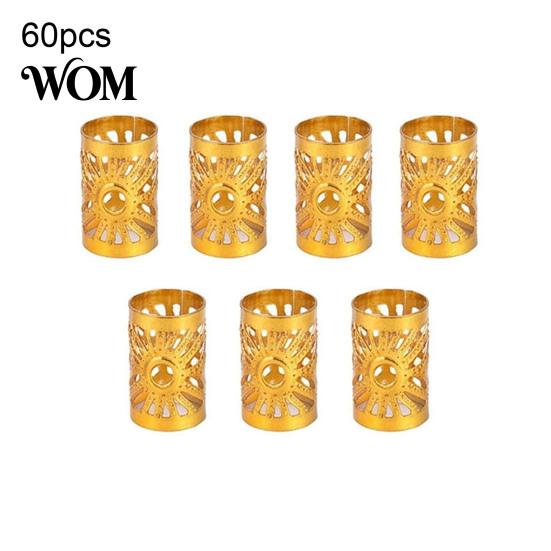 Braided Hair Accessories 60Pcs Dreadlock Accessories, Hollow Sun Pattern Open Exquisite Design Cuffs Rings, Electroplated Bright Color