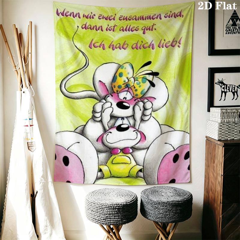 diddl Wall Tapestry Aesthetic Wall Hanging Printed Fabric Blanket Decorative Tapestries for Bedroom Living Room Home Decor