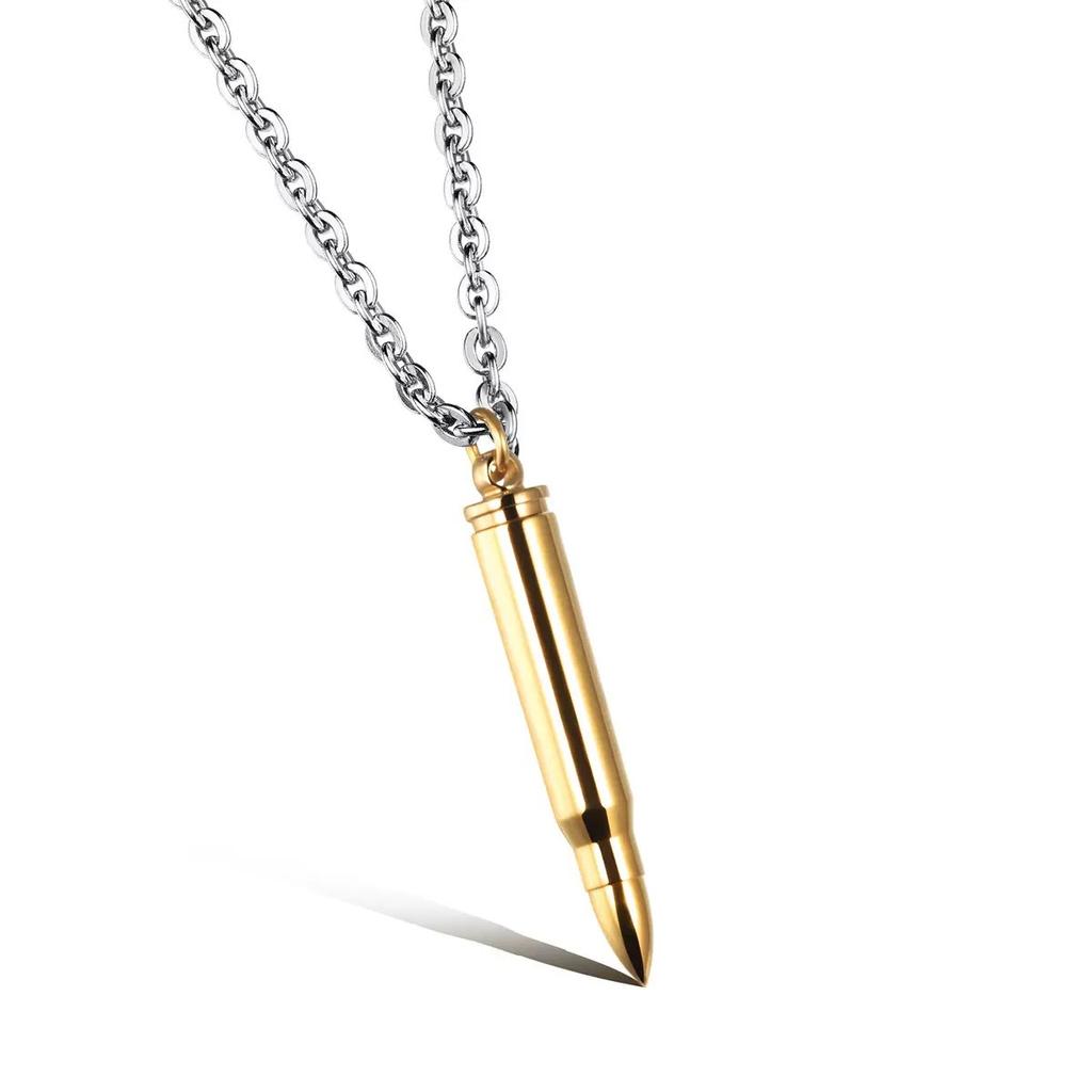 Personalized Hip Hop Bullet Stainless Steel Pendant, Domineering Titanium Steel Men's Necklace