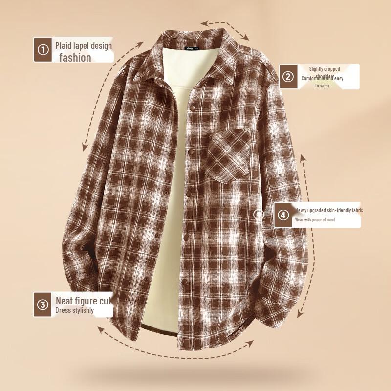 JEEP Men's Fleece-Lined Flannel Plaid Shirt Jacket