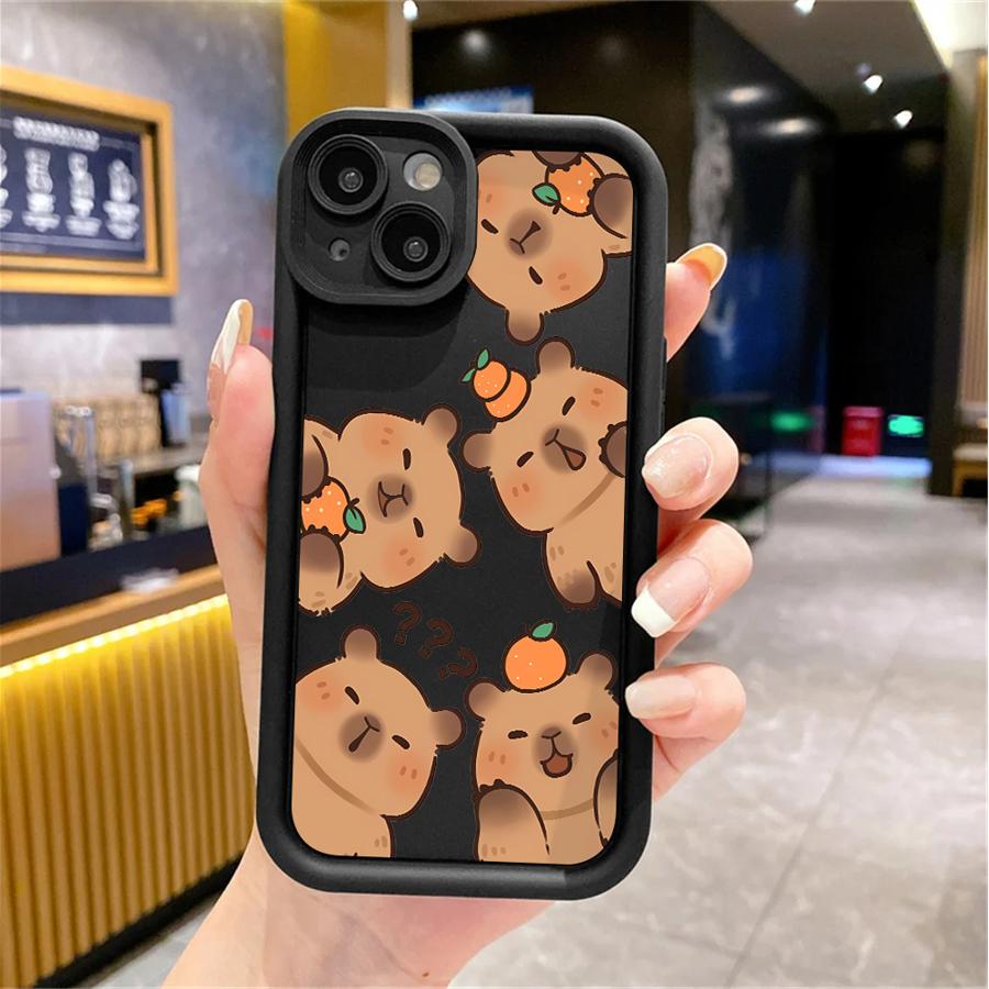 Мультяшный Милый Чехол для Телефона с Рисунком Капибары Для iPhone 17 16 15 14 13 12 11 Pro Max X XS XR 17 Air 16 E Мягкий Силиконовый Чехол из ТПУ