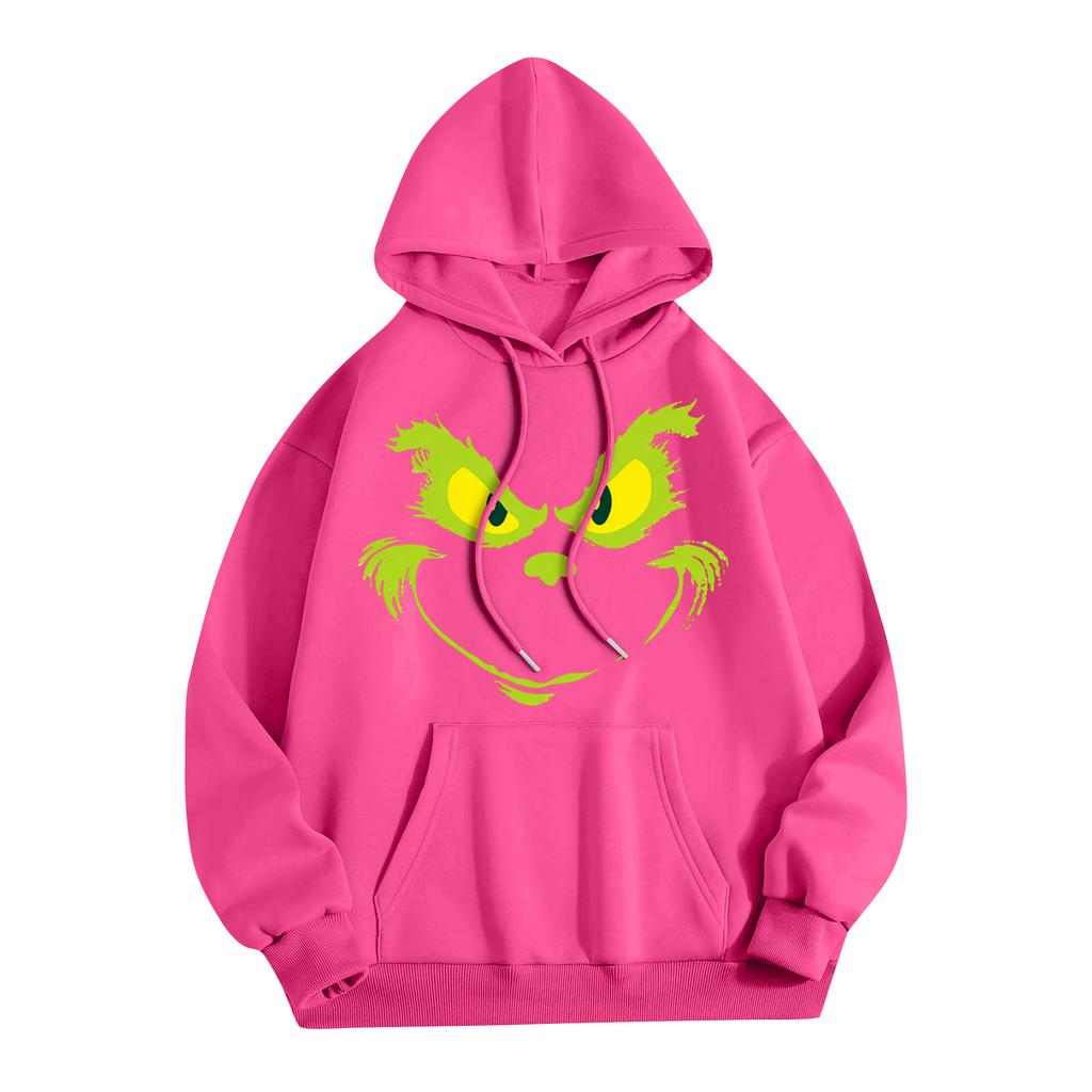 Женская модная повседневная толстовка с капюшоном и карманами с рождественским принтом