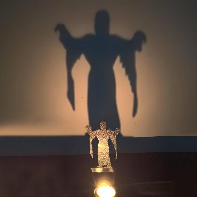 Funny Shadow Stand Metallic Candle Holder Halloween Decoration Desktop Ornaments Scary Tea Light Candle Stands Party Decor