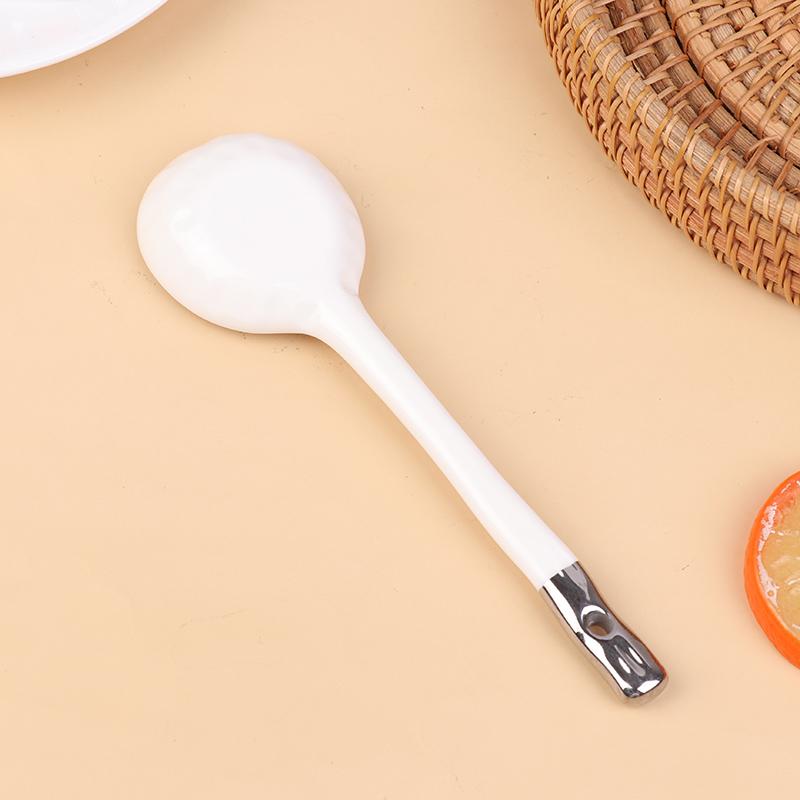 Фарфоровая белая керамическая ложка высокого качества, бытовая ложка для супа, длинная ручка, ложка для еды, половник, кухонная посуда