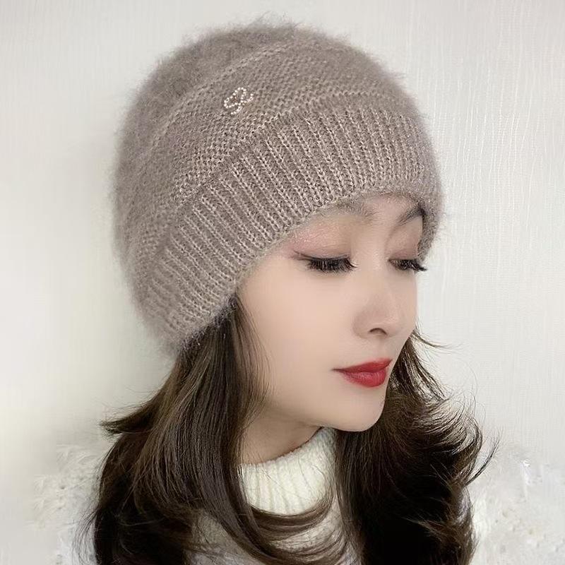 Autumn and Winter Polyester Wrapped Head Cap Knitted Hat Women's Warm Hat Wool Handmade Jacquard Hat