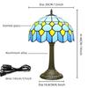 Blue Baroque Table Lamp Stained Glass Reading Desk Light for Bedroom Living Room, Handcrafted Artwork for Home Office