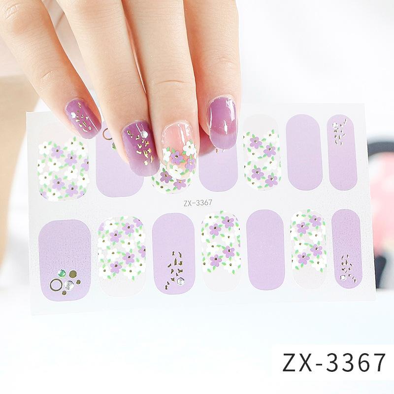 ZX 3D Waterproof No-Cure Gel Nail Wraps, Full Cover Japanese & Korean Style Spring & Summer Nail Stickers, Nail Patch Films
