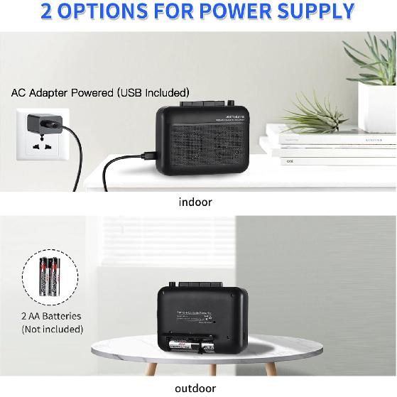 Portable Cassette Player Recorder with Bluetooth Transmitter, Walkman Cassette Tape Player with Headphone Jack, Build-in Speaker, Microphone Jack,