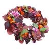 Artificial Wreath Vibrant Colors Retro Simulated Autumn Wreath with Flowers Leaves for Front Door Courtyard Wedding Decoration