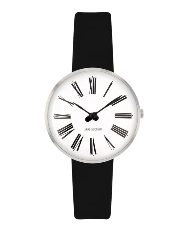 ARNE JACOBSEN ROMAN 53300-1401 Watch, White, Leather Strap, 30mm, Nordic Design, Water Resistant (Quiet Design with No Second Hand), Model Number