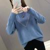 Pofulove Women Lace Round Neck Button Long Sleeve Sweater Slim Warm Pullover Undershirt Sweatshirts
