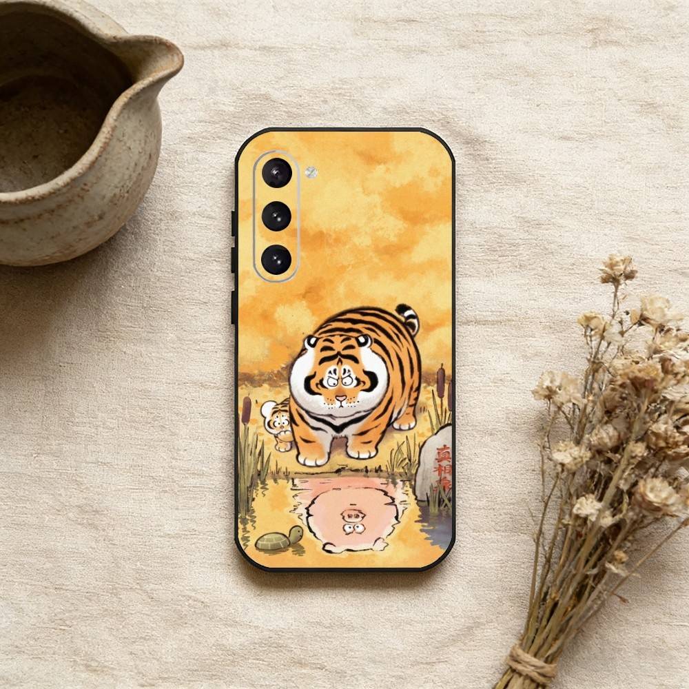 Милый Толстый Маленький Тигр Чехол для Телефона Для Samsung Galaxy A73,A72,A71,A70,A52,A51 Другие Мягкий Черный Чехол