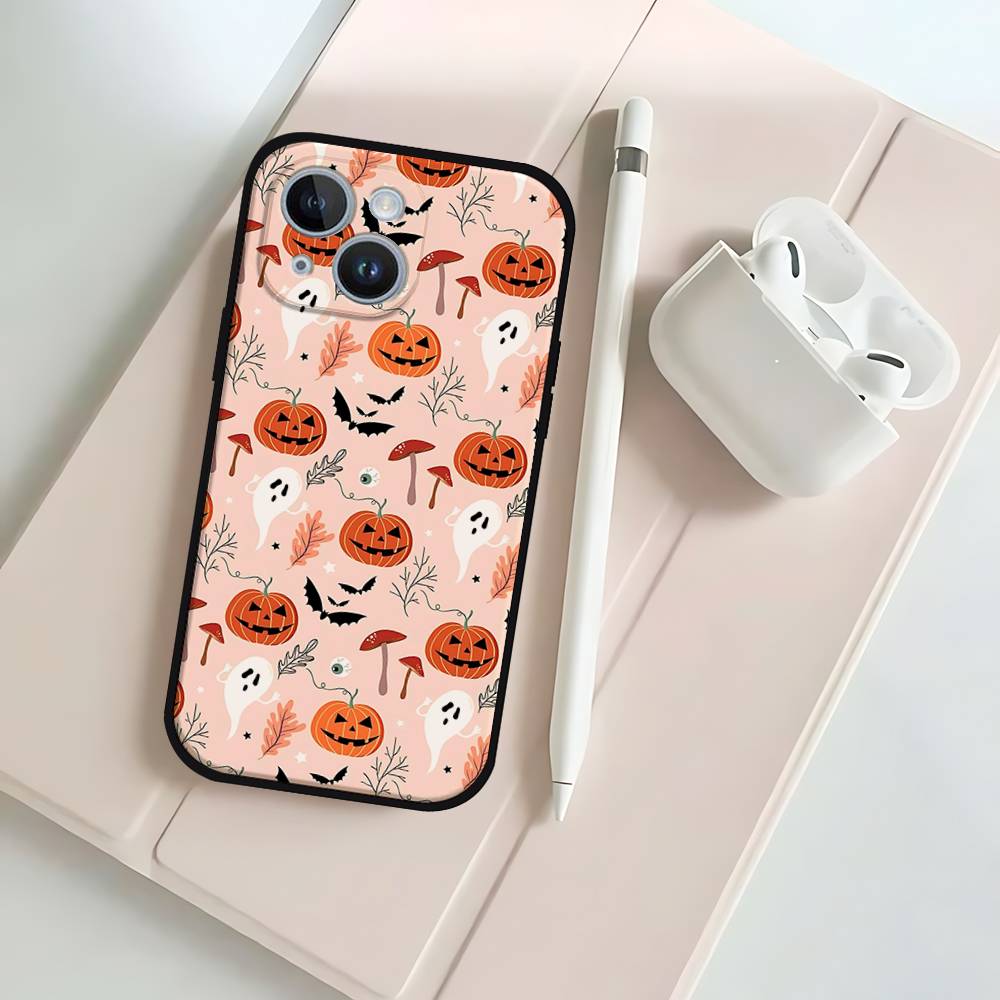 Черный чехол для телефона на Хэллоуин, подходящий для iPhone 17, 16, 15, 11, 13, 14 Pro Max, Plus, X, Xr, Xs Max, 13 Mini