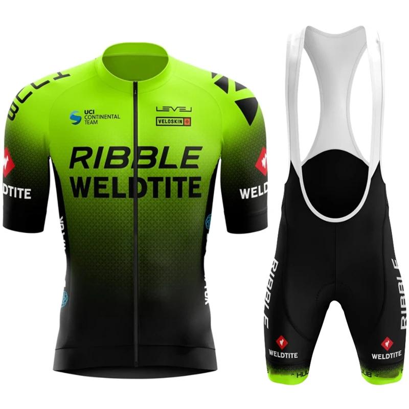 2026 Ribble Weldtite Cycling Jersey Set Short Sleeve Men Anti-UV Bike Summer Cycling Clothing Maillot Ciclismo Hombre Bicycle Suit