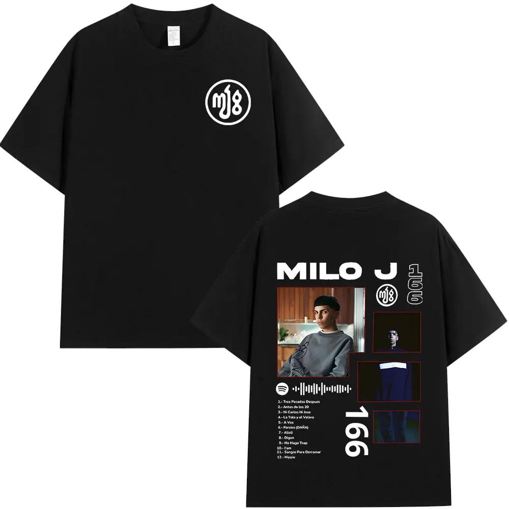 Футболка с графическим принтом альбома рэпера Milo J 166 Мужская Женская Модная Хип-хоп Футболка Хлопковая Оверсайз С коротким рукавом Топы Уличная одежда