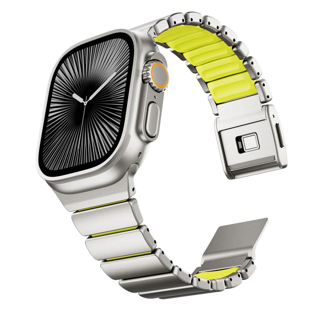 Титановый фторэластомерный ремешок для Apple Watch Ultra 3 2 49 мм 10 11 46 мм Магнитный ремешок для Iwatch 9 8 7 45 мм 6 SE 3 44 мм