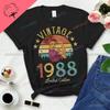 1988 Vintage Retro Birthday Graphic Tee Unisex Summer Casual Comfort Fit Cotton Round Neck Streetwear Apparel