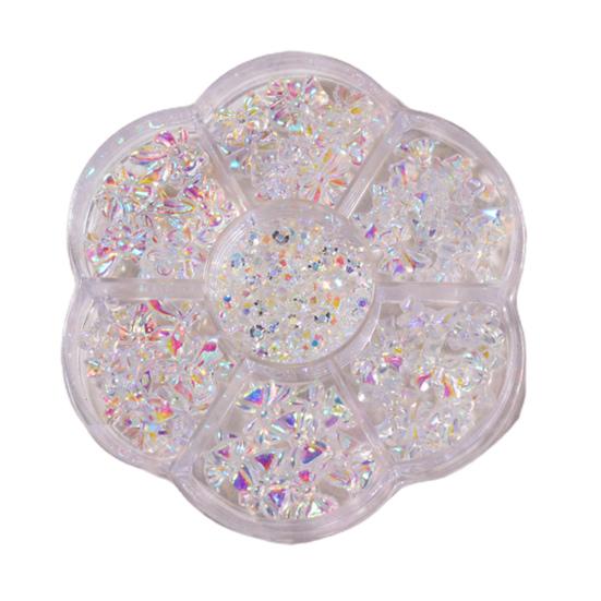 1 Box Nail Decals Cute 3D Effect Resin Nails Aurora Rhinestone Tools DIY