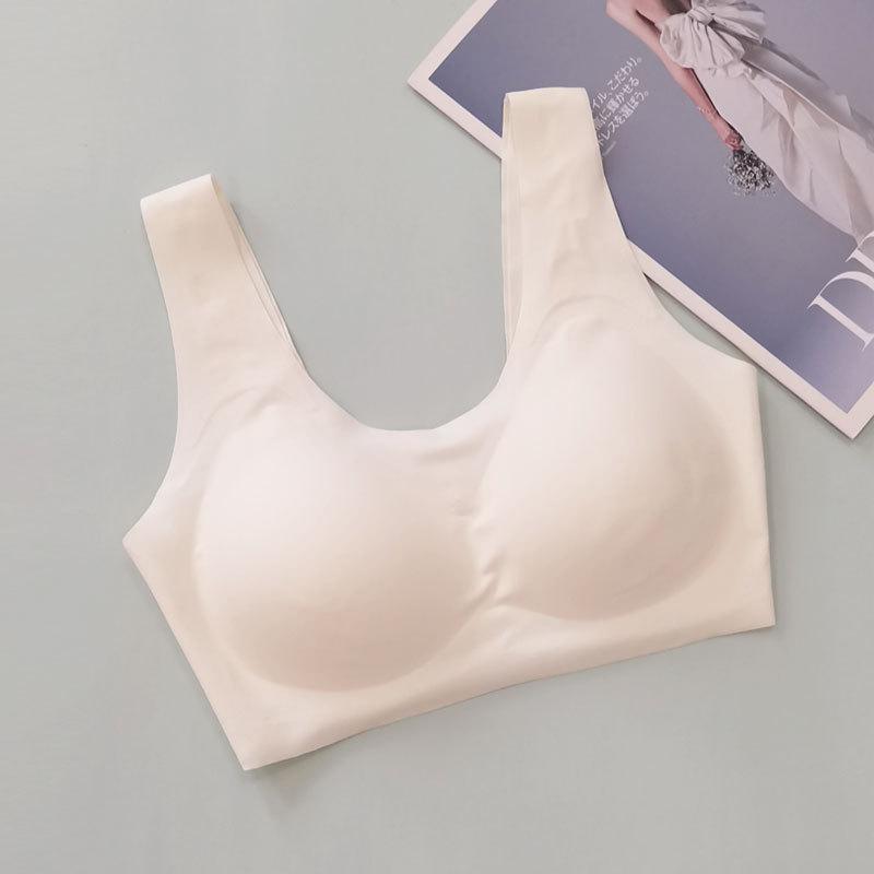 One-piece seamless silk rimless bra smooth thin mulberry silk underwear removable high elastic breathable