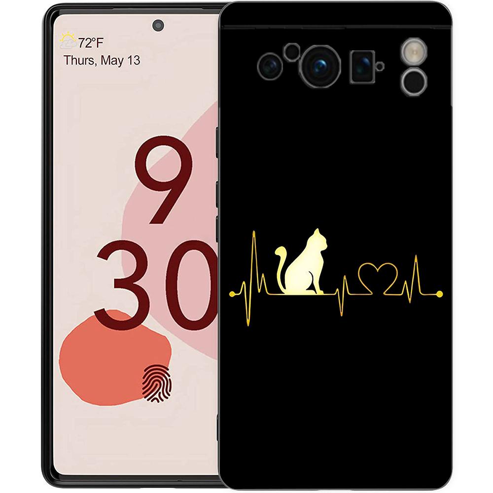 Кот Линия Черные Коты Чехол для Телефона Google Pixel 8 Pro Pixel 9 Pro XL TPU Чехол Pixel 8 Pro 8A 7A 7 6A 6 Pro Мягкий Черный Чехол