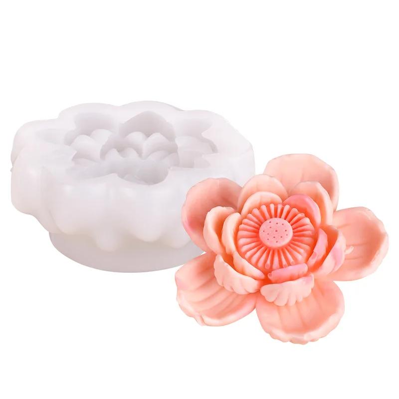 Peony Mousse Cake Silicone Mold Creative DIY Furong Flower Jelly Pastry Silicone Mold Aromatherapy Candle Decoration Mould