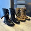 Light Luxury Boxing Boots~ Strap Side Zipper Martin Boots New Belt Buckle Short Boots Martin Boots Flat-bottomed Fashion Boots