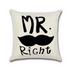 Lover Red Lips Beard Cushion Cover Cotton Linen Valentine'S Day Throw Pillow Case For Sofa Couple Decorative Pillowcase Zt119
