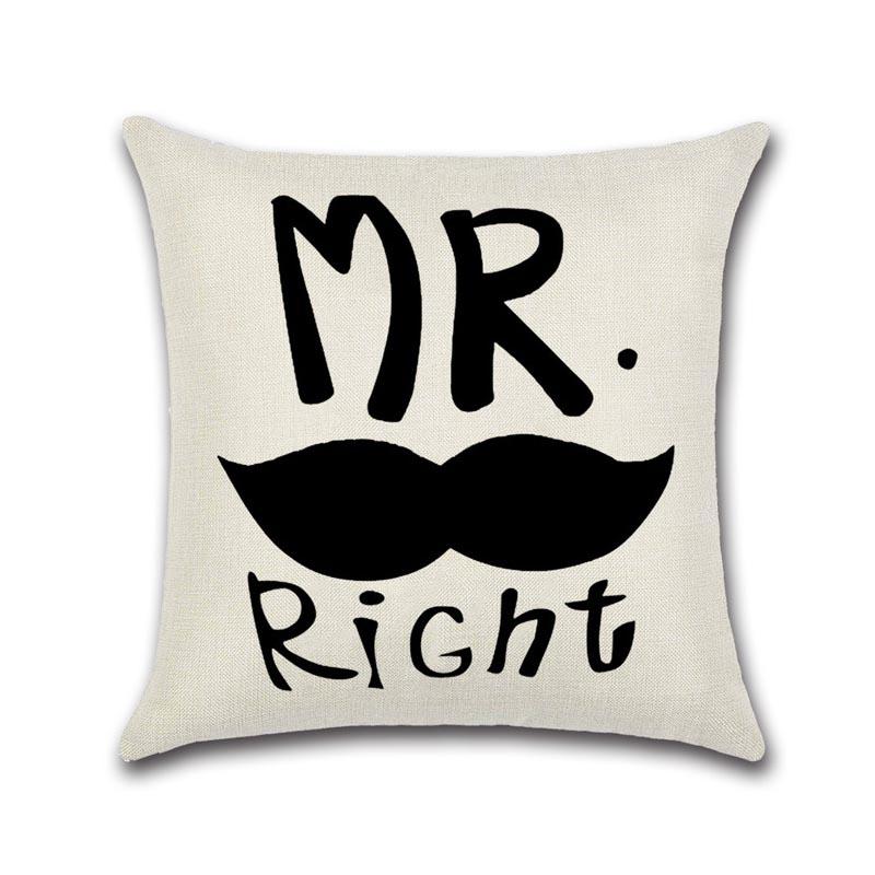 Lover Red Lips Beard Cushion Cover Cotton Linen Valentine'S Day Throw Pillow Case For Sofa Couple Decorative Pillowcase Zt119